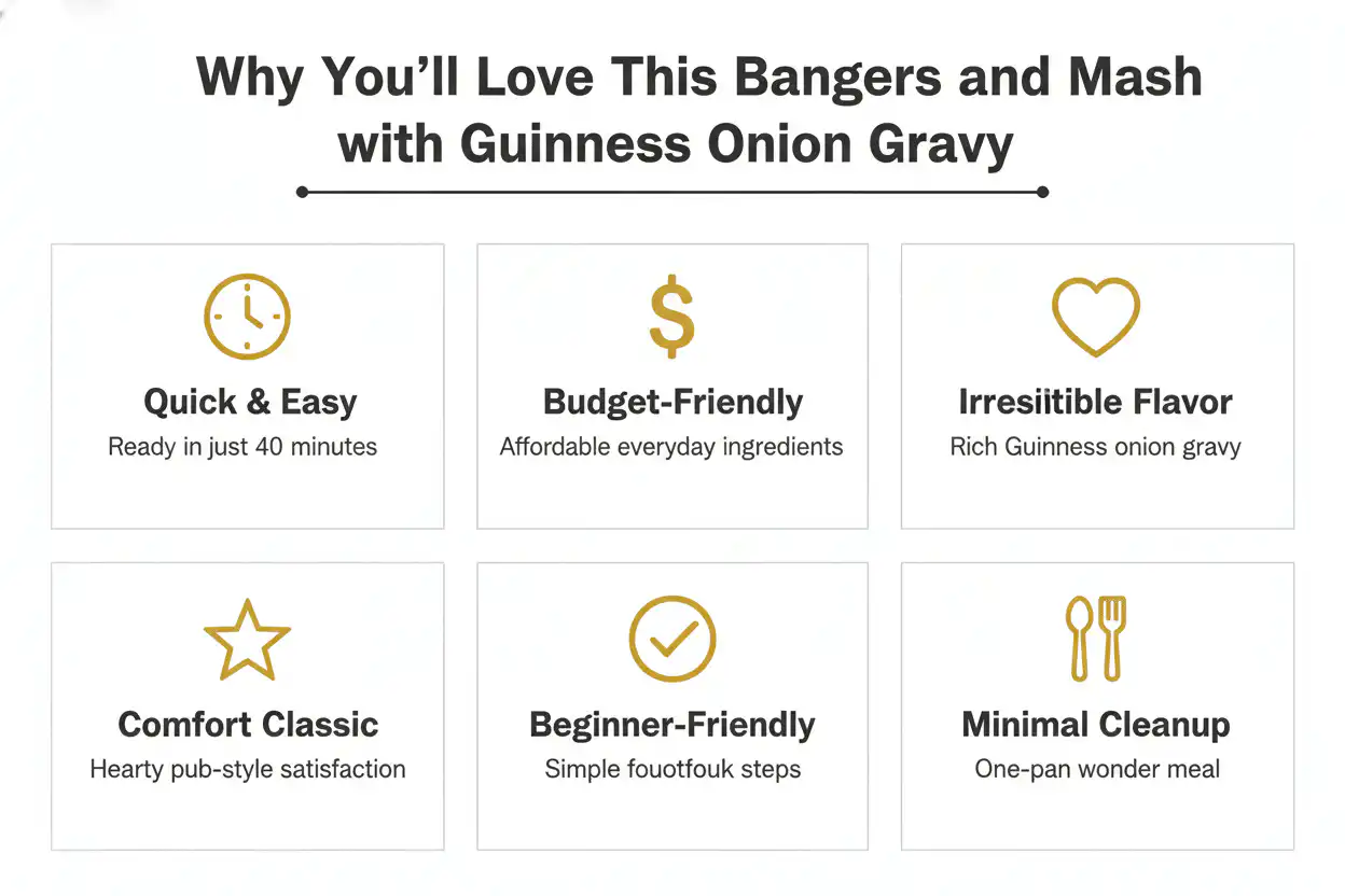 Why you'll love bangers and mash with Guinness onion gravy