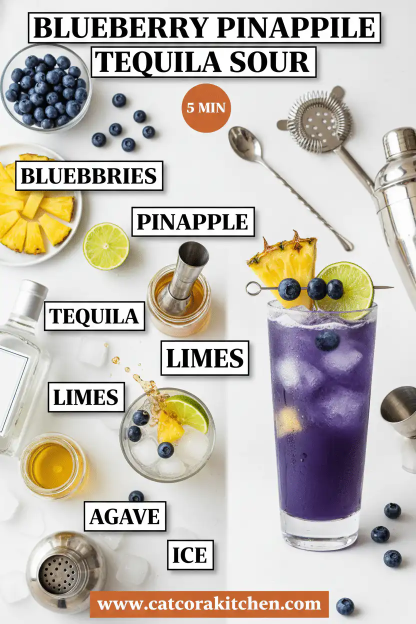 Blueberry pineapple tequila sour ingredients