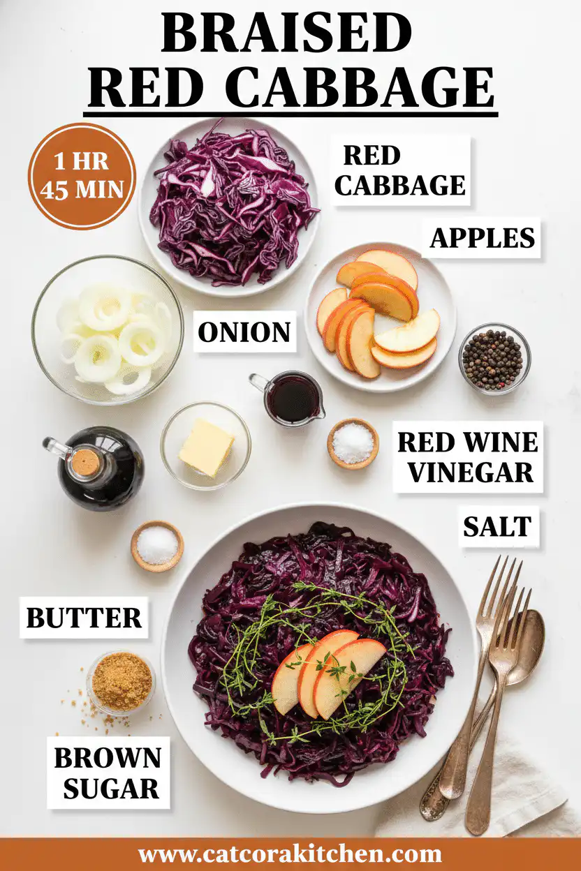 Braised red cabbage ingredients