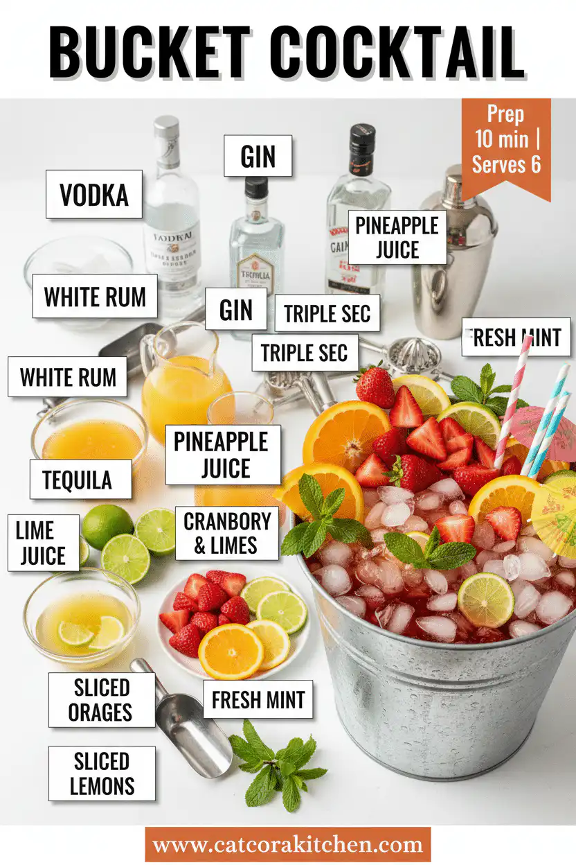 Bucket cocktail recipe ingredients