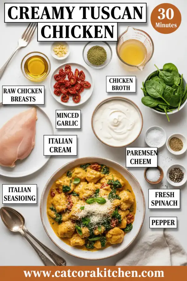 Creamy Tuscan Chicken ingredients