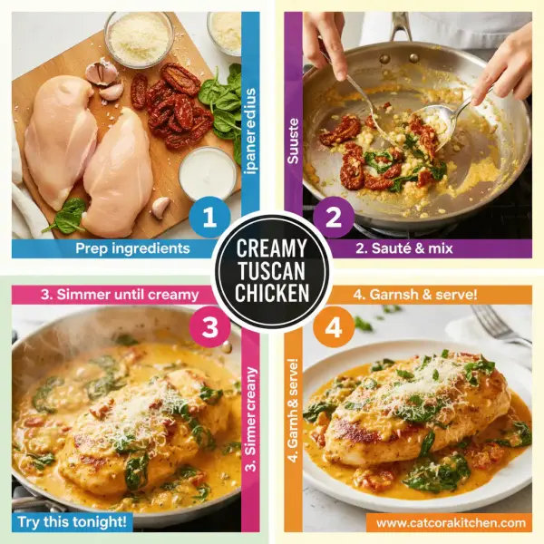 card recipe ingredients and instructions creamy Tuscan chicken