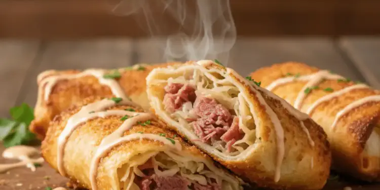 crispy Reuben egg rolls