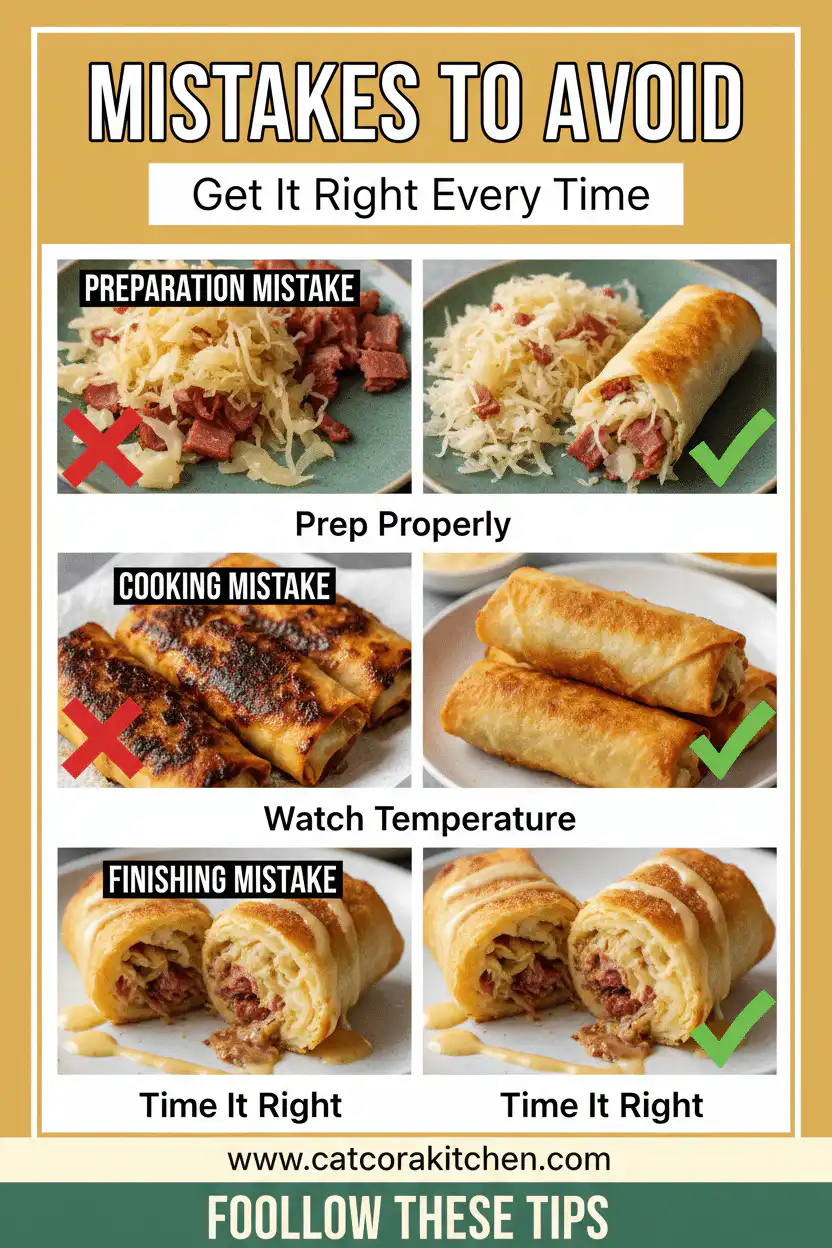 Crispy Reuben egg rolls common mistakes
