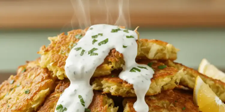 crispy cabbage fritters with garlic sauce