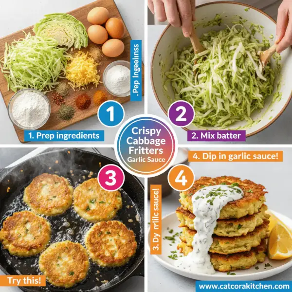 card recipe ingredients and instructions crispy cabbage fritters with garlic sauce