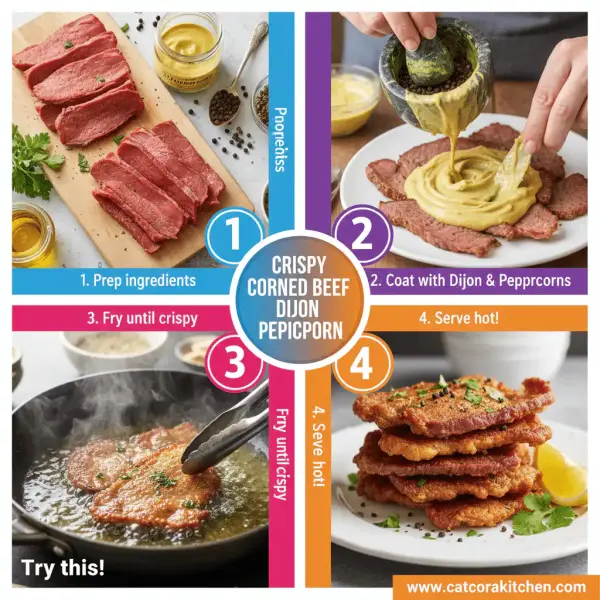 card recipe ingredients and instructions crispy corned beef Dijon peppercorn