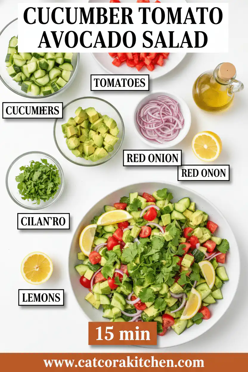 Cucumber tomato avocado salad ingredients