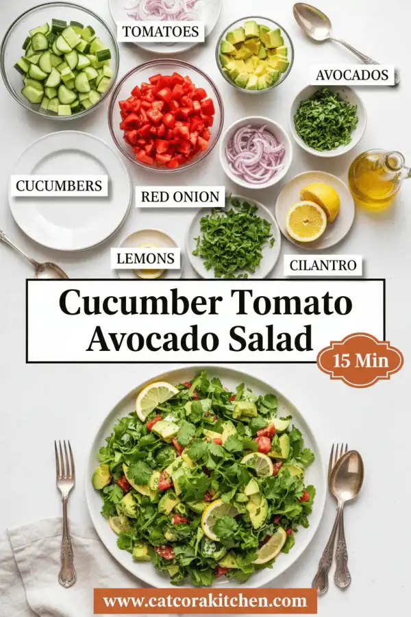 Cucumber tomato avocado salad ingredients