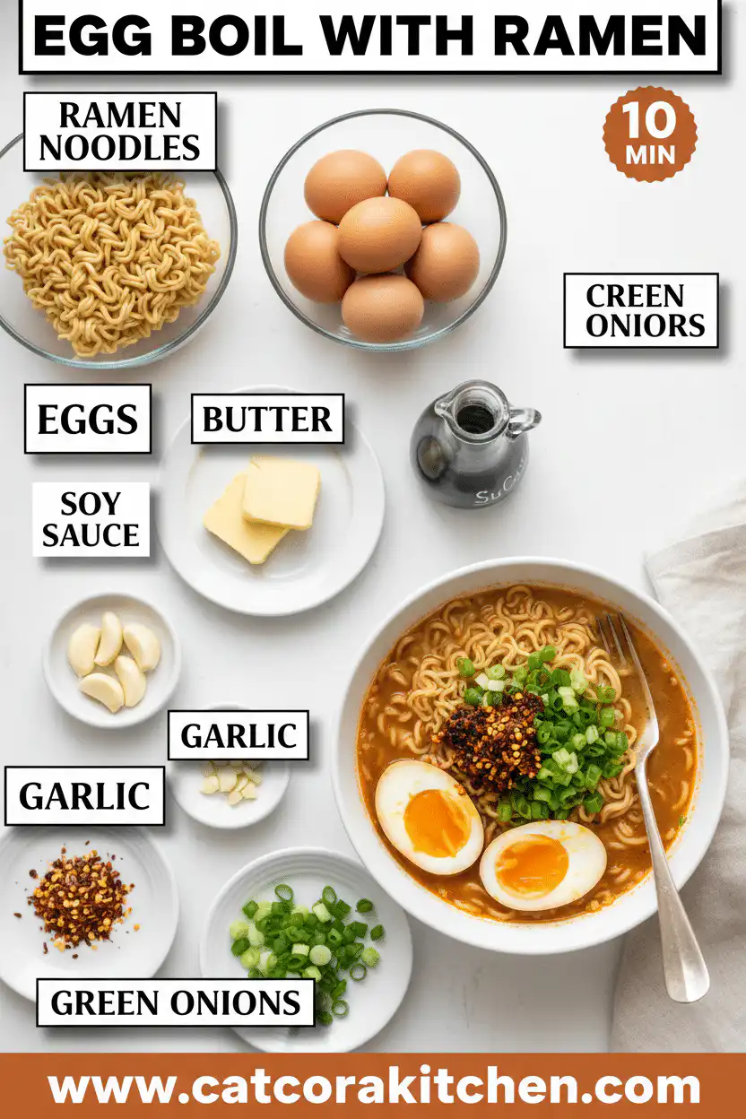 Egg boil with ramen ingredients