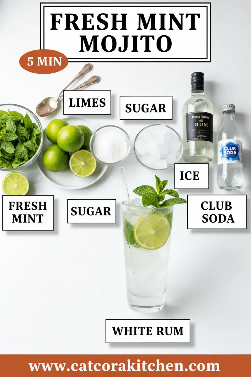 Fresh mint mojito ingredients