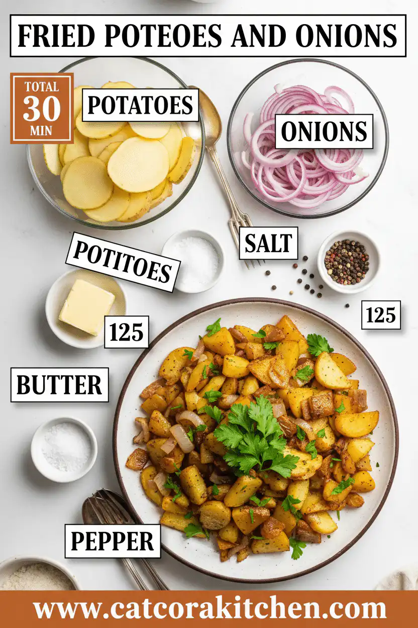 Fried potatoes and onions ingredients