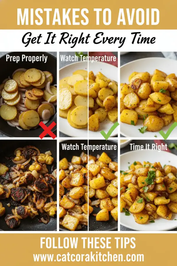 Fried potatoes and onions common mistakes