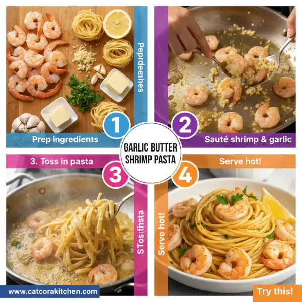 card recipe ingredients and instructions garlic butter shrimp pasta