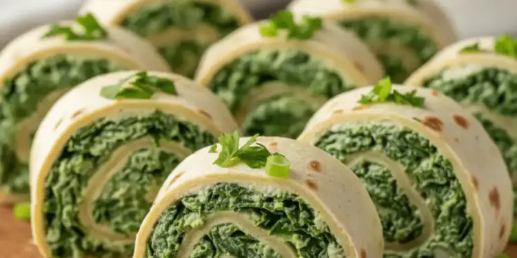 green spinach dip pinwheels