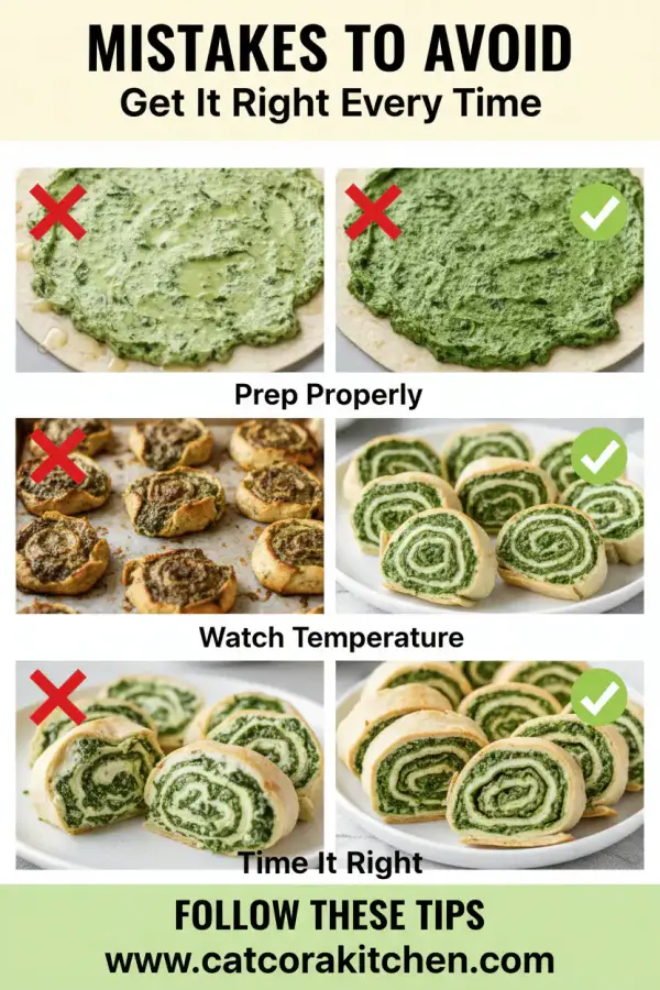 Green spinach dip pinwheels common mistakes