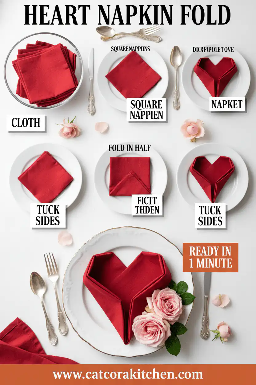 Heart napkin fold ingredients