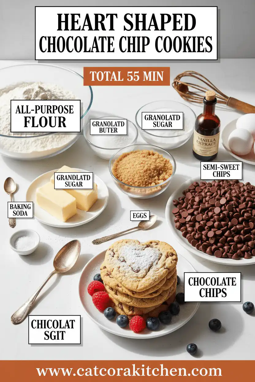 Heart shaped chocolate chip cookies ingredients