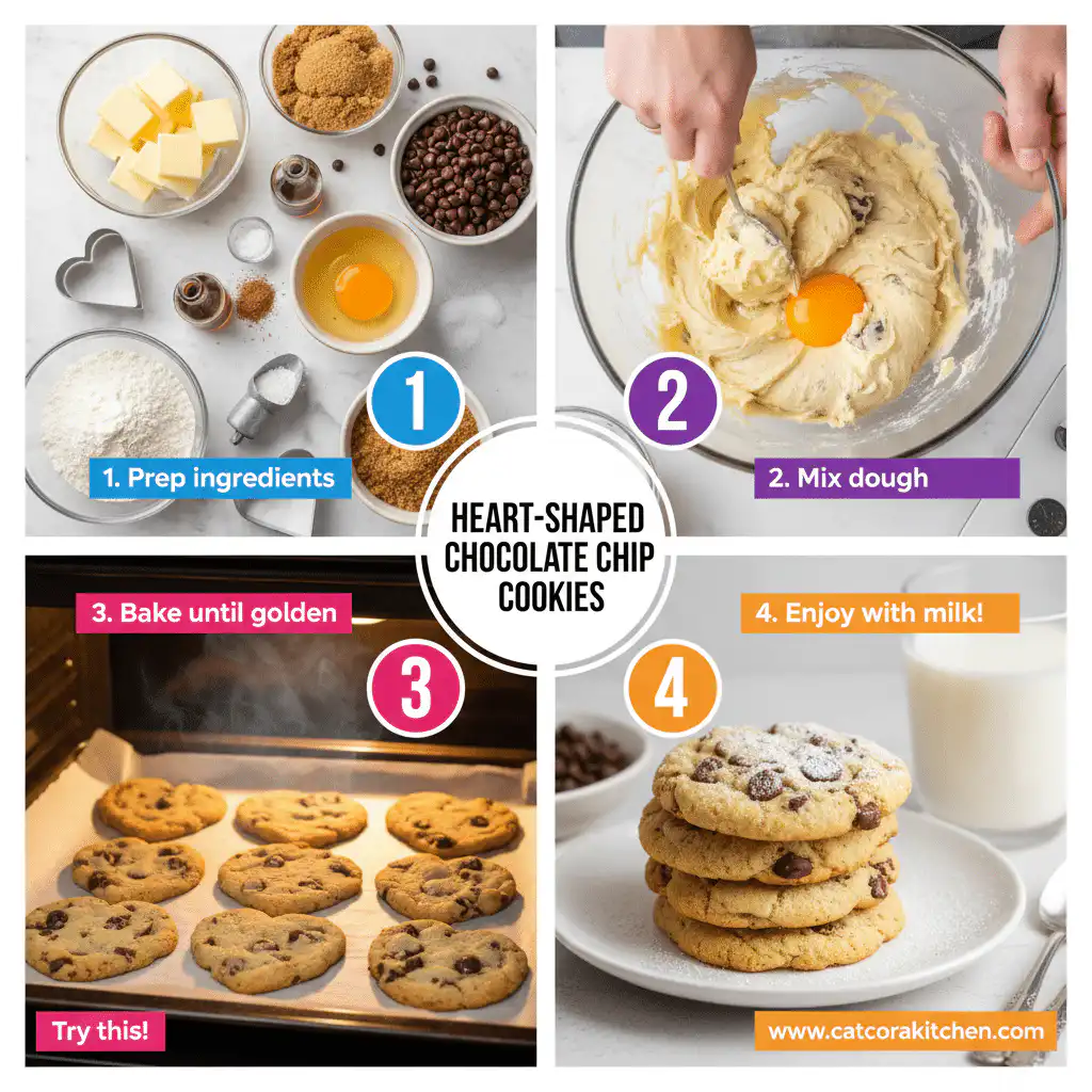 card recipe ingredients and instructions heart shaped chocolate chip cookies