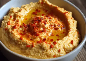 homemade hummus with roasted red pepper