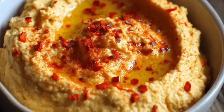homemade hummus with roasted red pepper