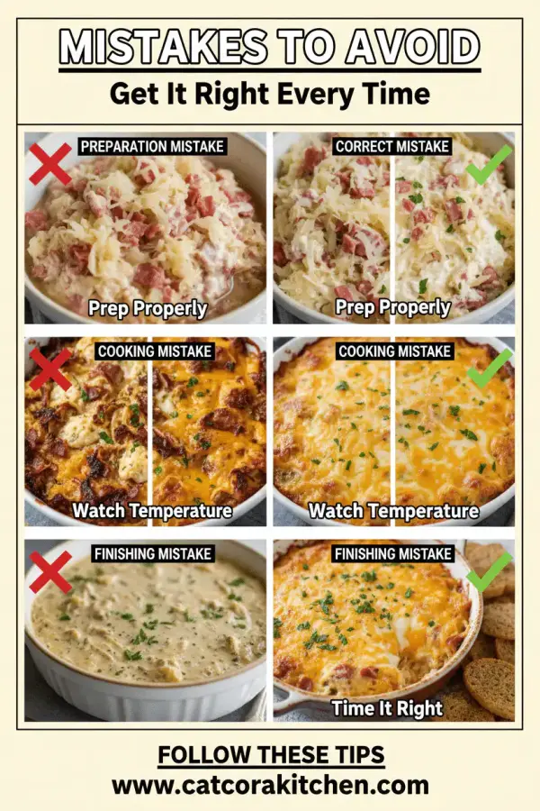 Hot baked Reuben dip common mistakes