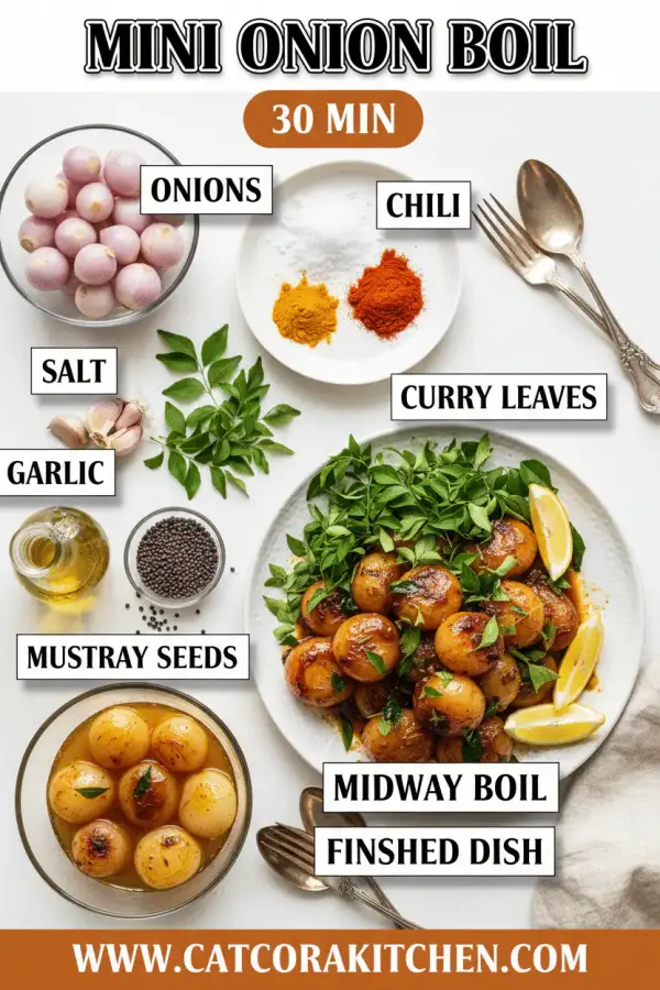Mini onion boil ingredients