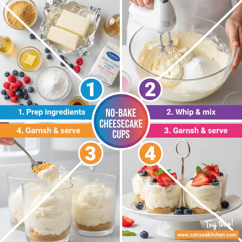 card recipe ingredients and instructions no-bake cheesecake cups