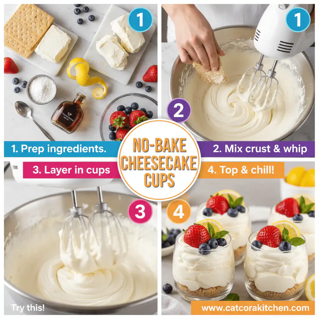 card recipe ingredients and instructions no-bake cheesecake cups
