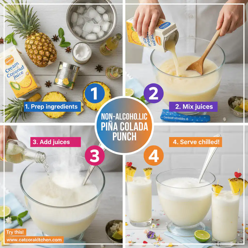 card recipe ingredients and instructions non alcoholic pina colada punch