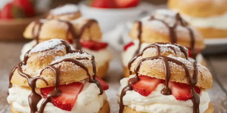 nutella strawberries cream puffs