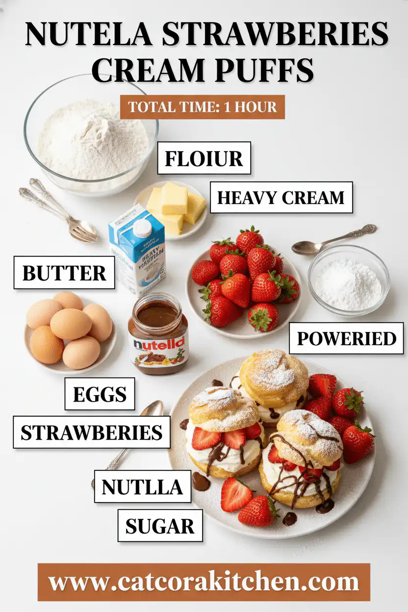 Nutella strawberries cream puffs ingredients