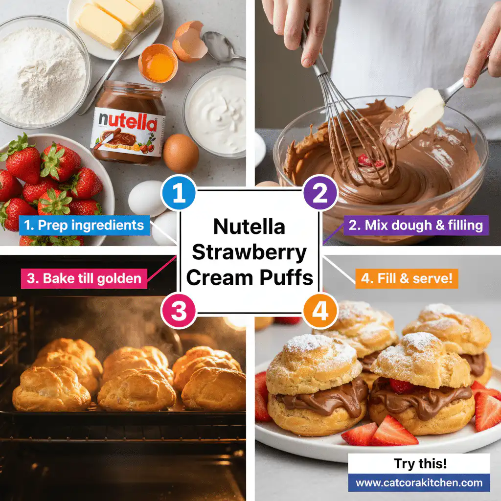 card recipe ingredients and instructions nutella strawberries cream puffs