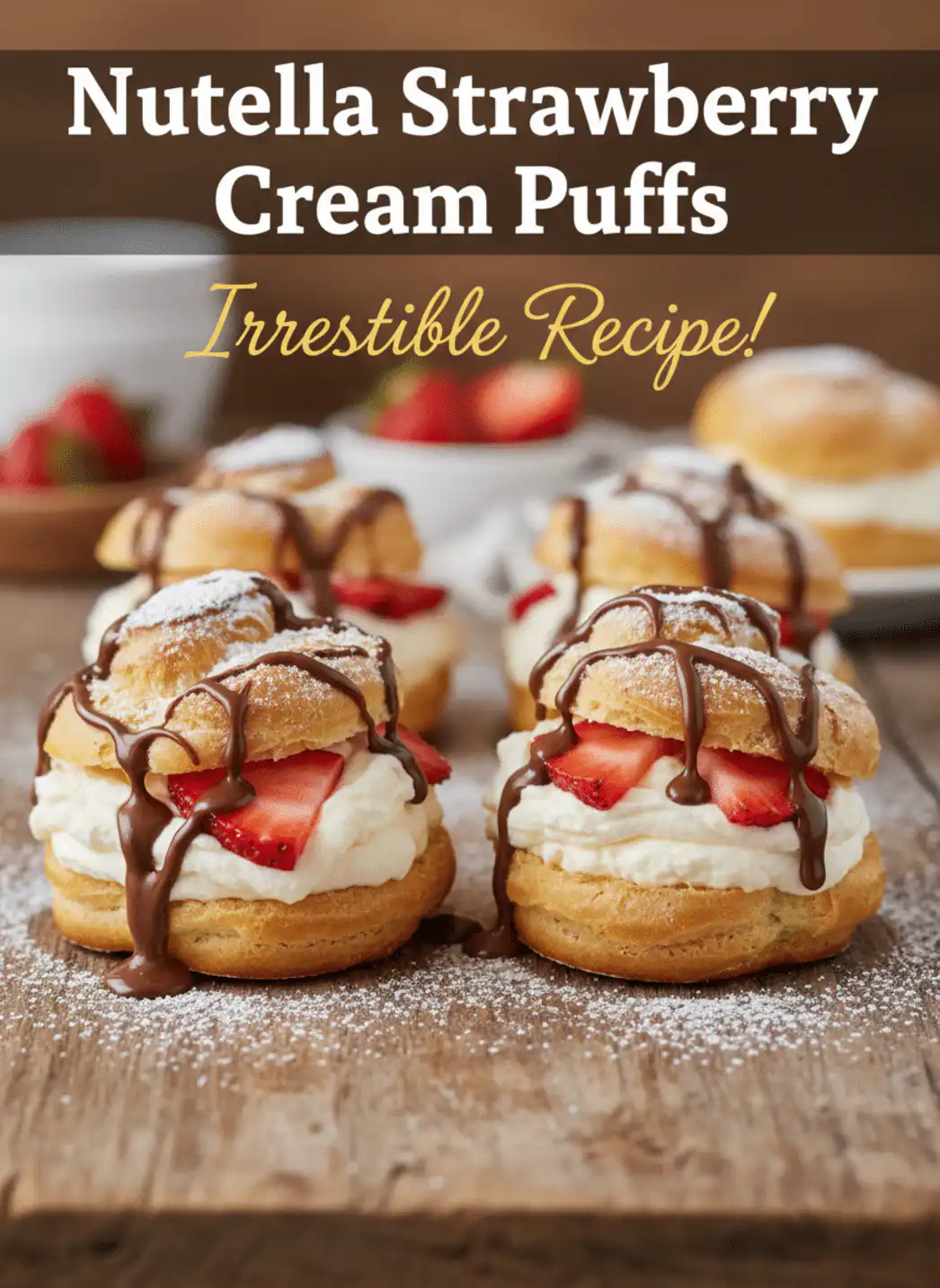 Nutella Strawberries Cream Puffs (Valentine's Dessert)