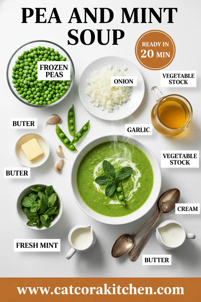 Pea and mint soup ingredients