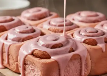 pink velvet cinnamon rolls