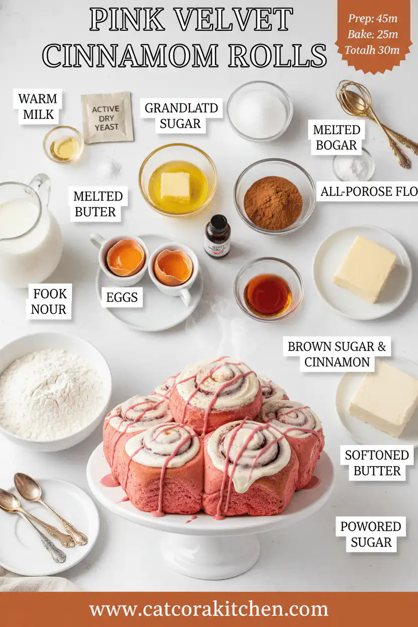 Pink velvet cinnamon rolls ingredients