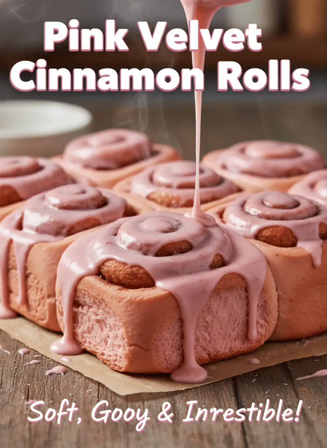 Pink Velvet Cinnamon Rolls (Valentine's Breakfast Treat)
