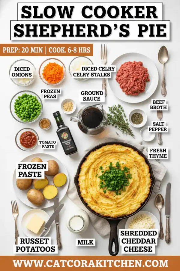 Slow cooker Shepherd's Pie ingredients