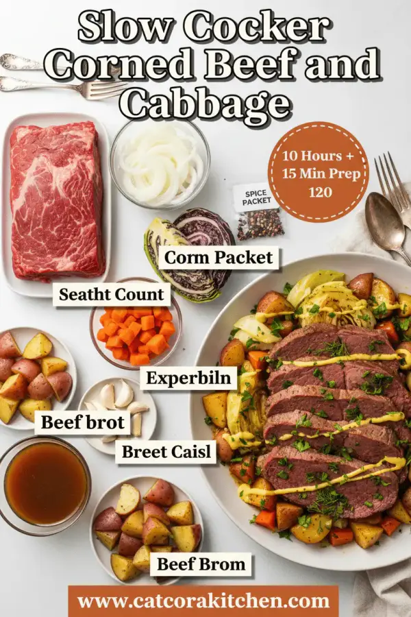 Slow cooker corned beef and cabbage ingredients
