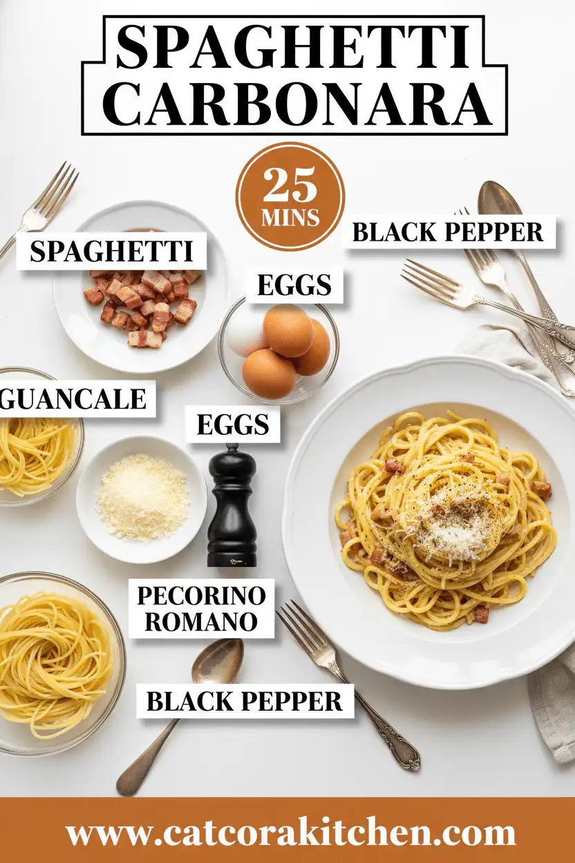 Spaghetti carbonara ingredients
