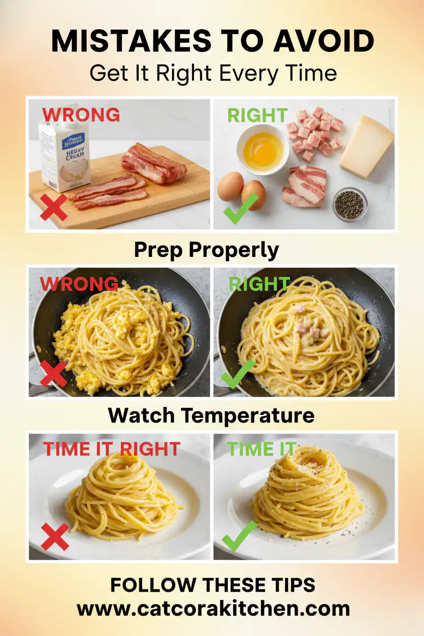 Spaghetti carbonara common mistakes
