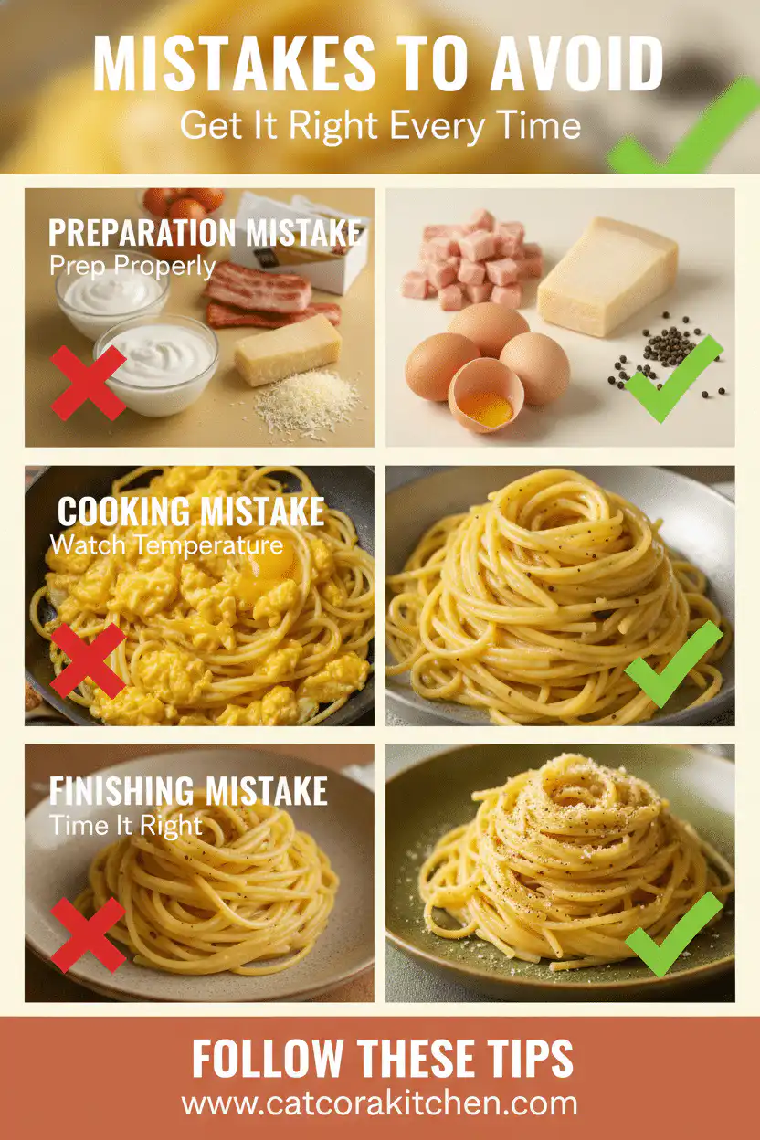 Spaghetti carbonara common mistakes