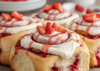 strawberry cheesecake cinnamon rolls