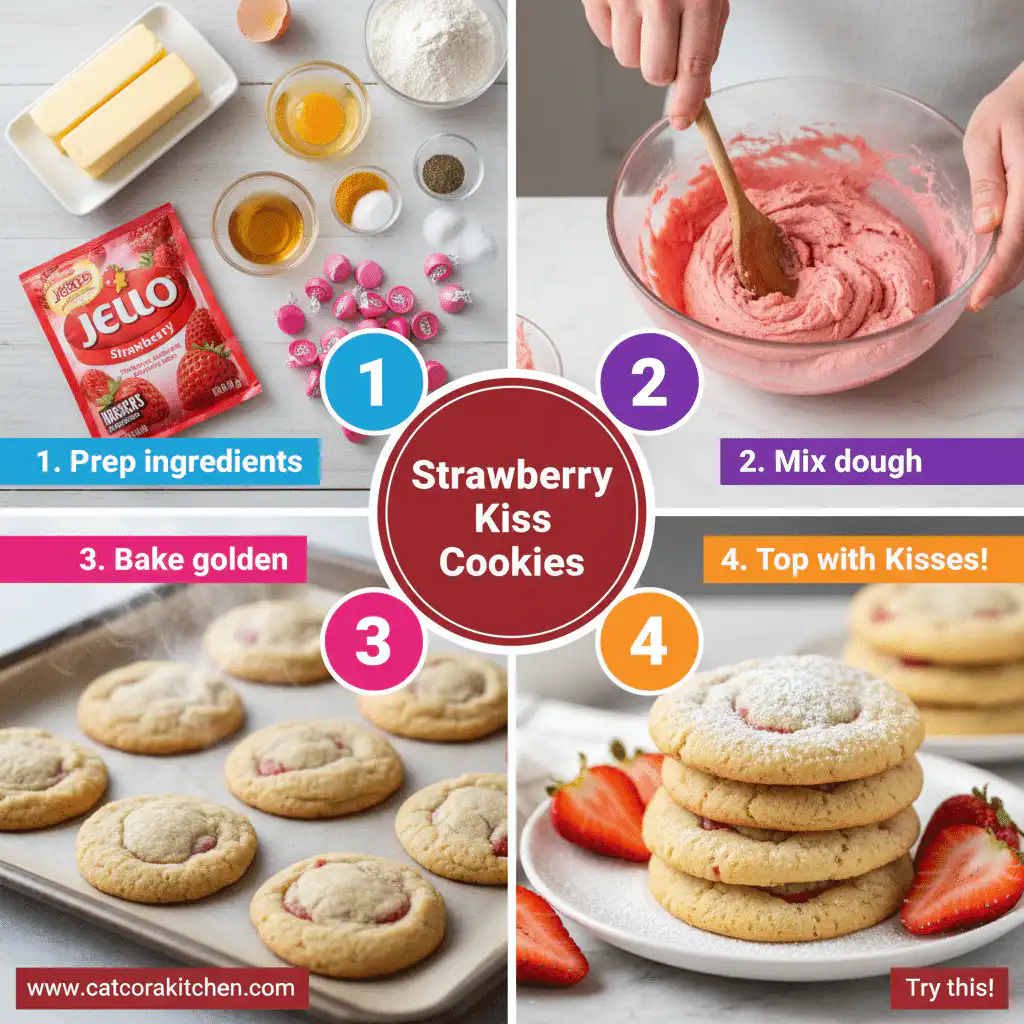 card recipe ingredients and instructions strawberry kiss cookies
