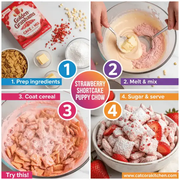 card recipe ingredients and instructions strawberry shortcake puppy chow