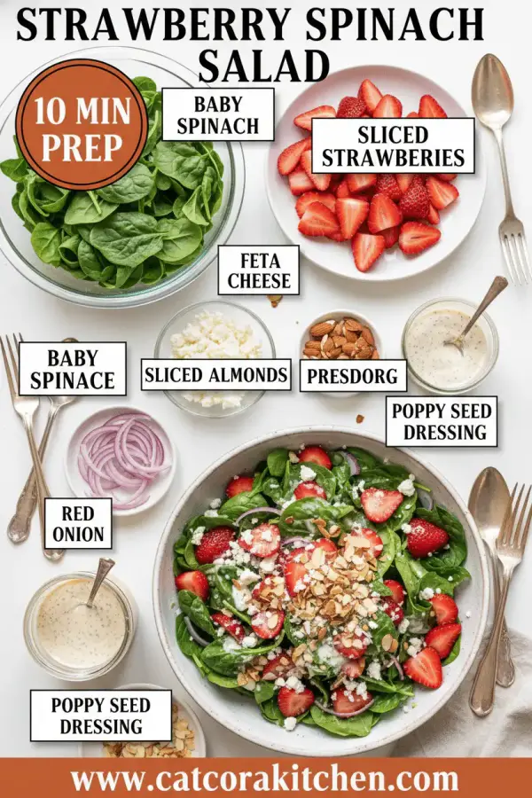 Strawberry spinach salad ingredients