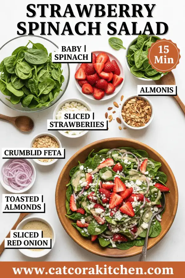 Strawberry spinach salad ingredients