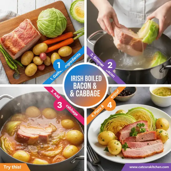 card recipe ingredients and instructions traditional Irish boiled bacon and cabbage