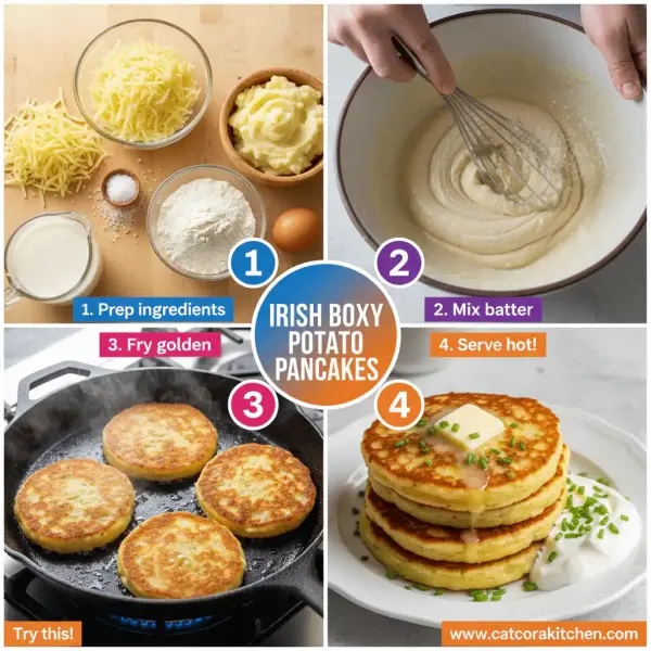 card recipe ingredients and instructions traditional Irish boxty potato pancakes